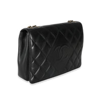 Chanel Black Diamond Quilted CC Medium Flap Bag Handbag pv