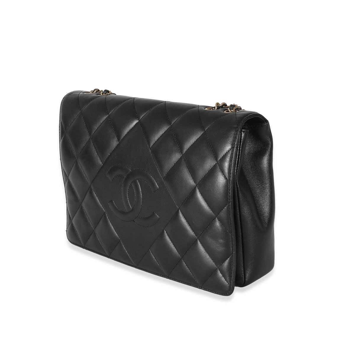 Chanel Black Diamond Quilted CC Medium Flap Bag Handbag sv