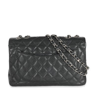 Black Quilted Caviar Jumbo Classic Single Flap Handbag