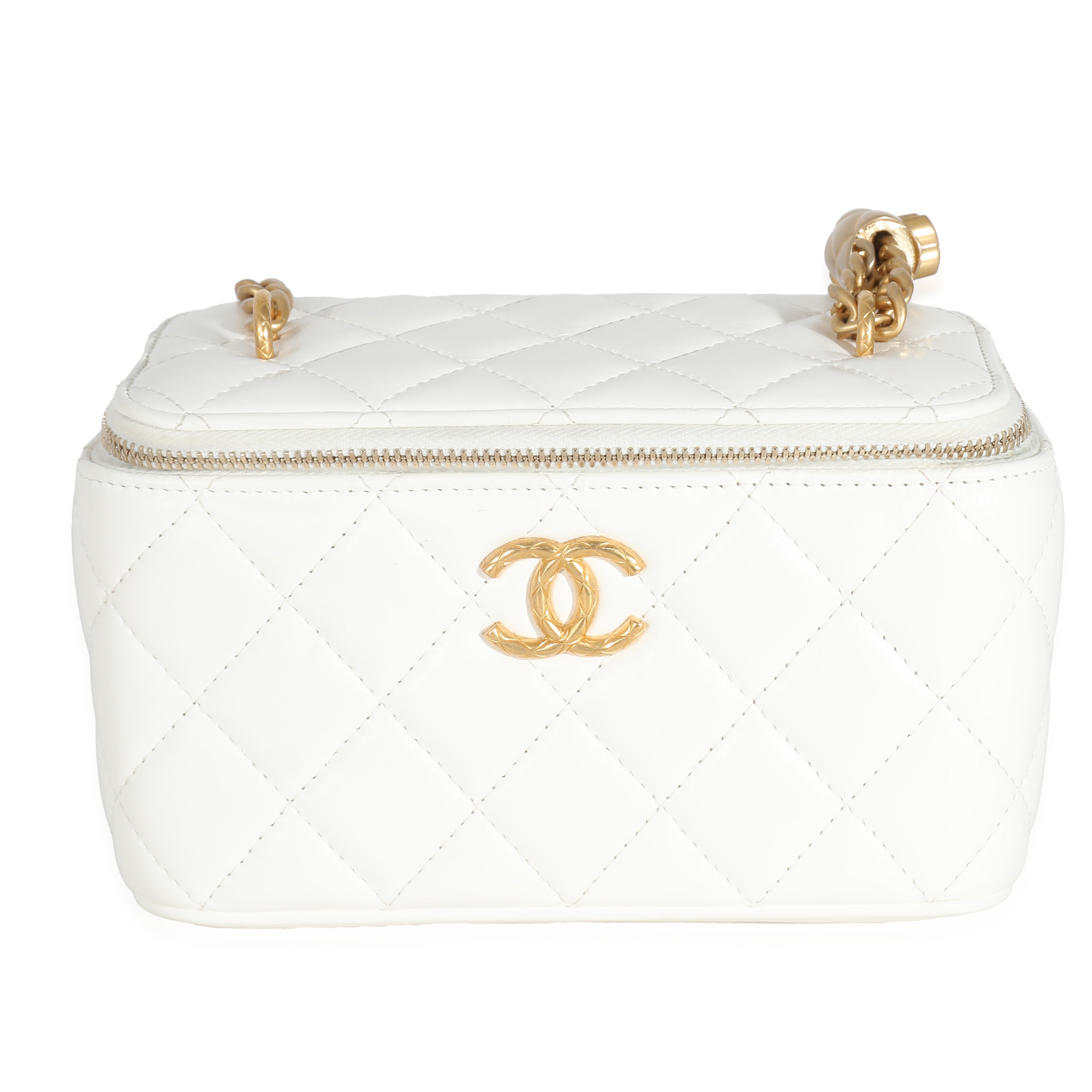 Chanel White Quilted Calfskin Long Vanity Case | myGemma | Item