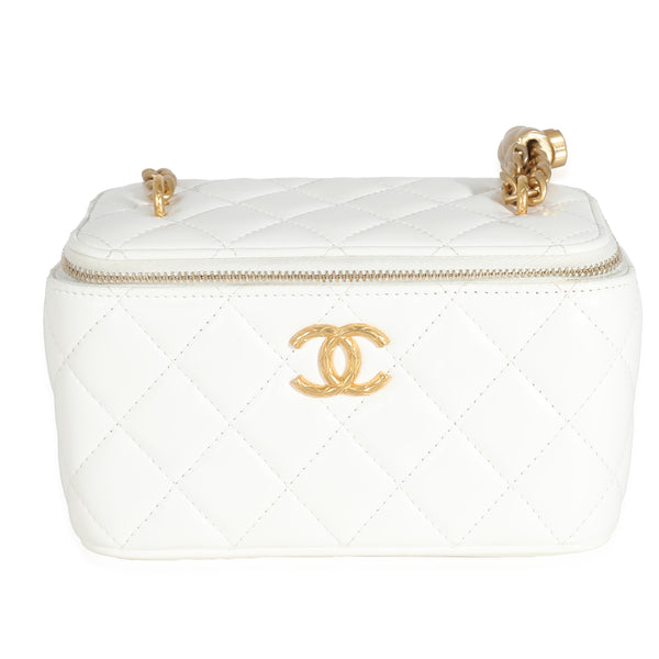 Chanel White Quilted Calfskin Long Vanity Case | myGemma | Item