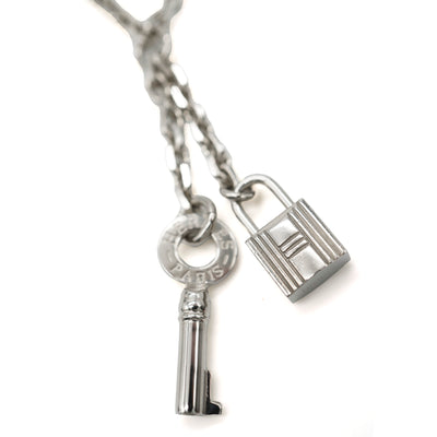 Hermès Cadena Lock and Key Silver Tone Scarf Ring