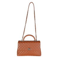Brown Quilted Caviar Large Coco Chain Handle Flap
