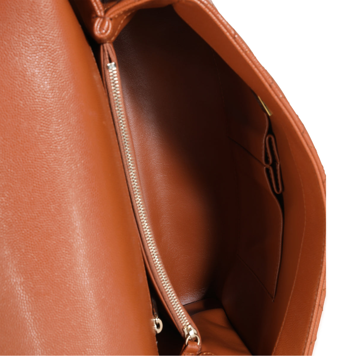 Brown Quilted Caviar Large Coco Chain Handle Flap Handbag