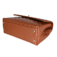 Brown Quilted Caviar Large Coco Chain Handle Flap Handbag