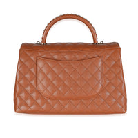 Brown Quilted Caviar Large Coco Chain Handle Flap Handbag