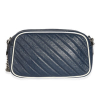 Navy White Matelasse Leather Small Torchon GG Marmont Shoulder Bag