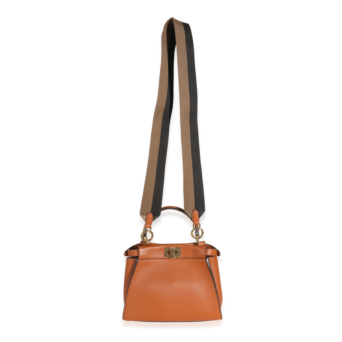 Brown Vitello Canvas FF Mini Peekaboo Iconic Satchel