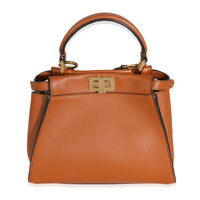 Brown Vitello Canvas FF Mini Peekaboo Iconic Satchel