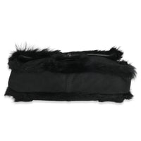 Black Horizontal Stitch Shearling CC Flap Bag