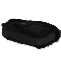 Black Horizontal Stitch Shearling CC Flap Bag