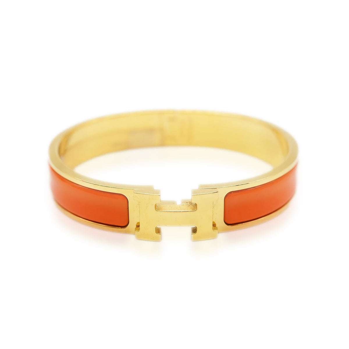 Hermès Clic H Orange Fruité Gold Plated Bracelet