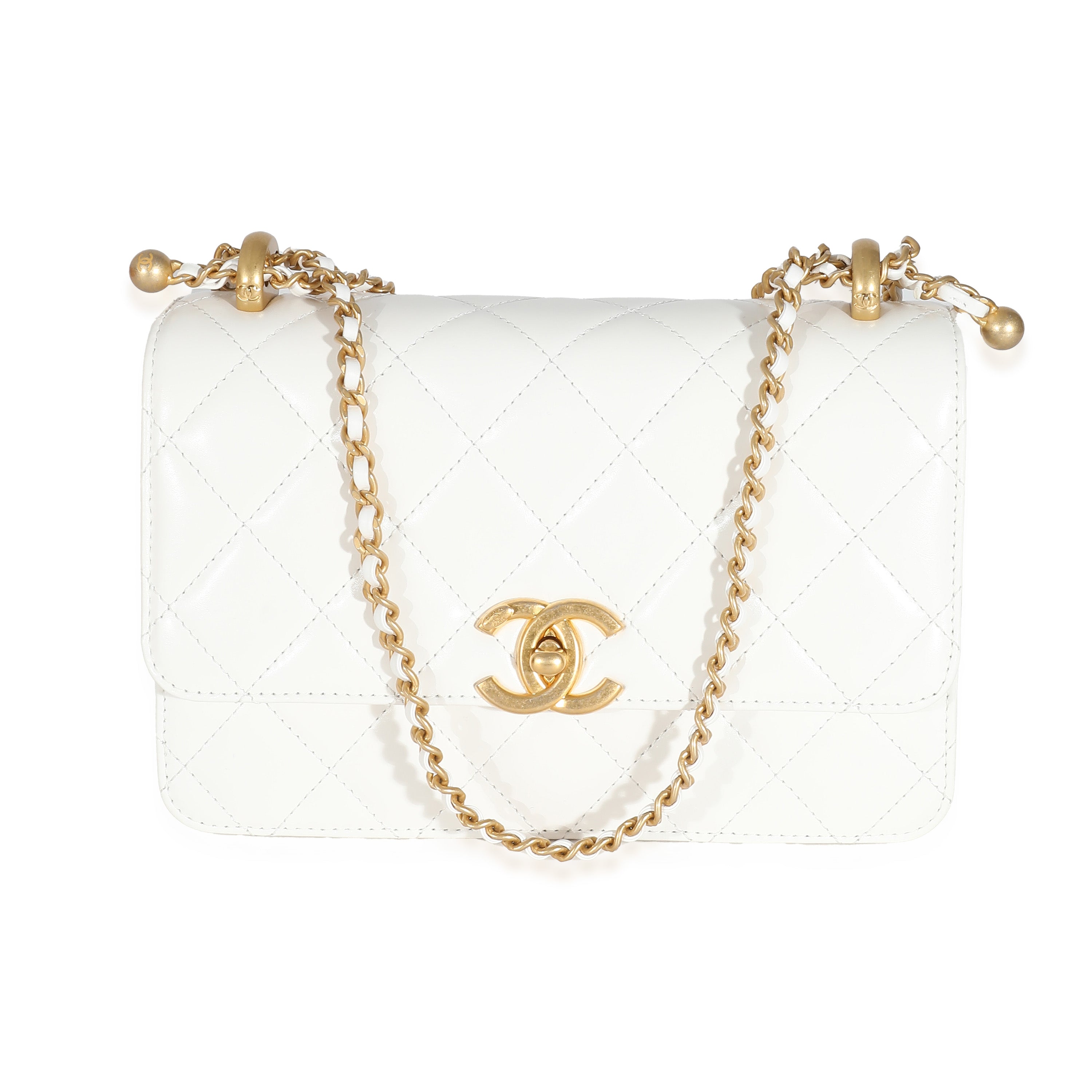 Chanel 24C White Quilted Calfskin Mini Perfect Fit Flap Bag