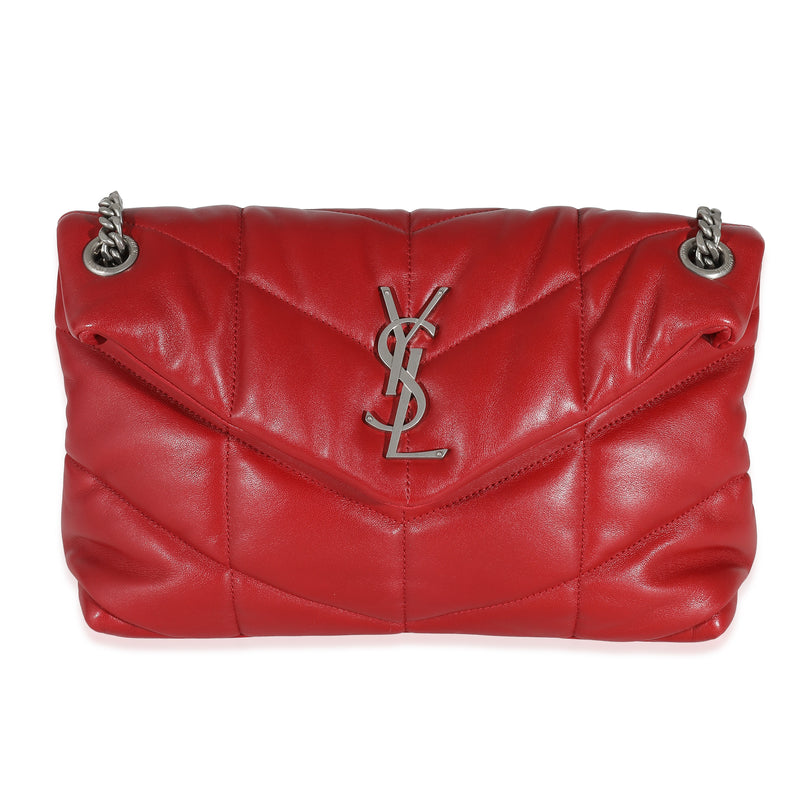 Saint Laurent Red Quilted Lambskin Small Loulou Puffer