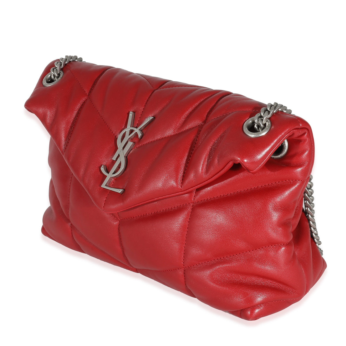 Red Quilted Lambskin Small Loulou Puffer