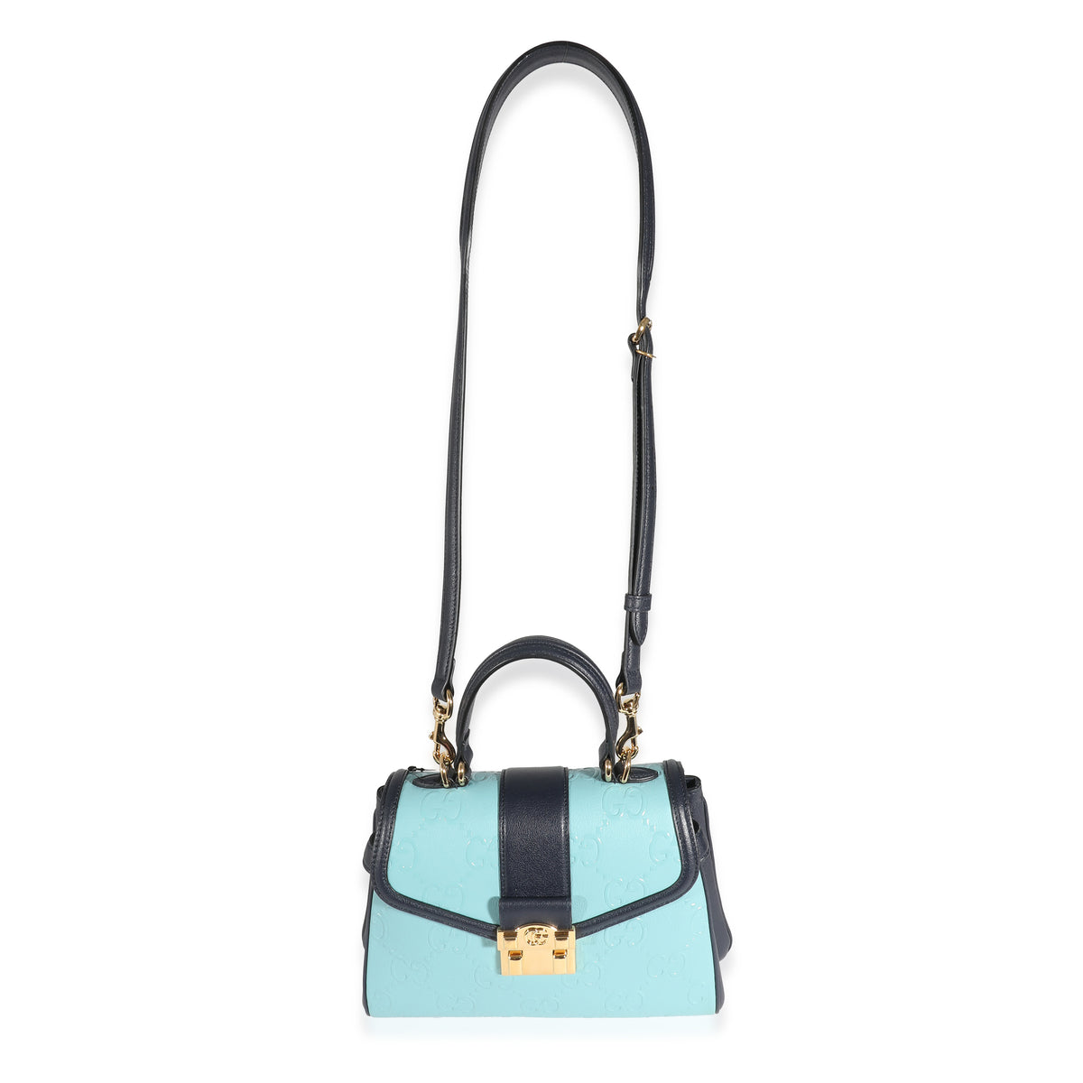 Blue Wonka Grain Calfskin GG Monogram Top Handle Bag