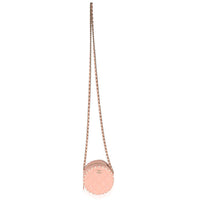 Pink Quilted Calfskin Pearl Round Clutch With Chain