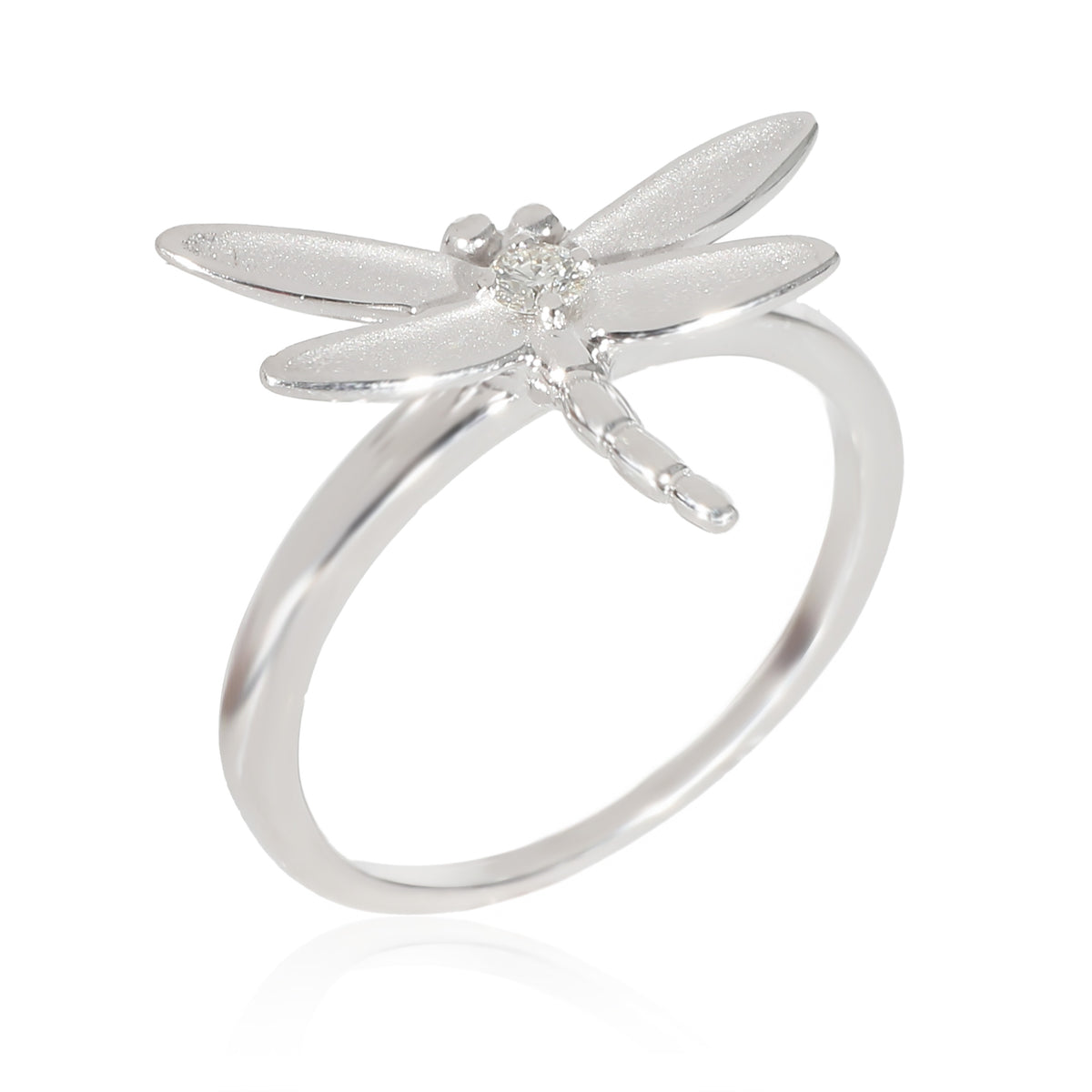 Dragonfly Ring in 18k White Gold 0.08 CTW