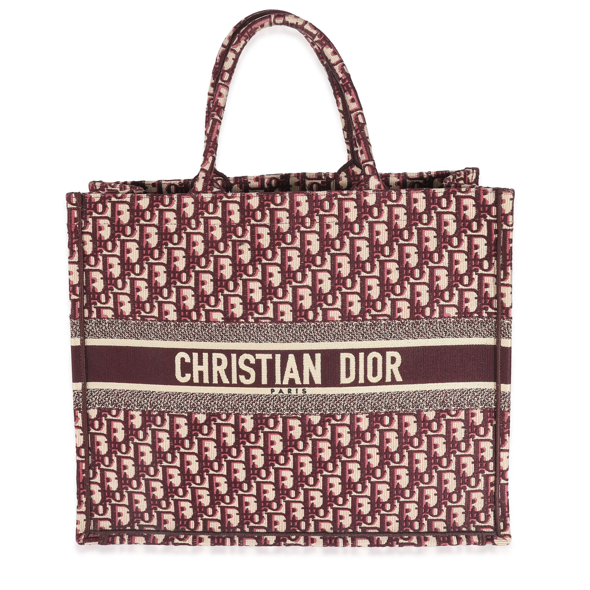 Christian Dior Burgundy Oblique Canvas Large Book Tote