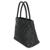 Chanel Black Quilted Caviar Medallion Tote