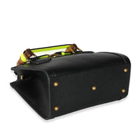 Black Yellow Fluo Wonka Grain Calfskin Mini Diana Tote