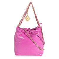 Purple Shiny Quilted Calfskin Mini Chanel 22 Hobo