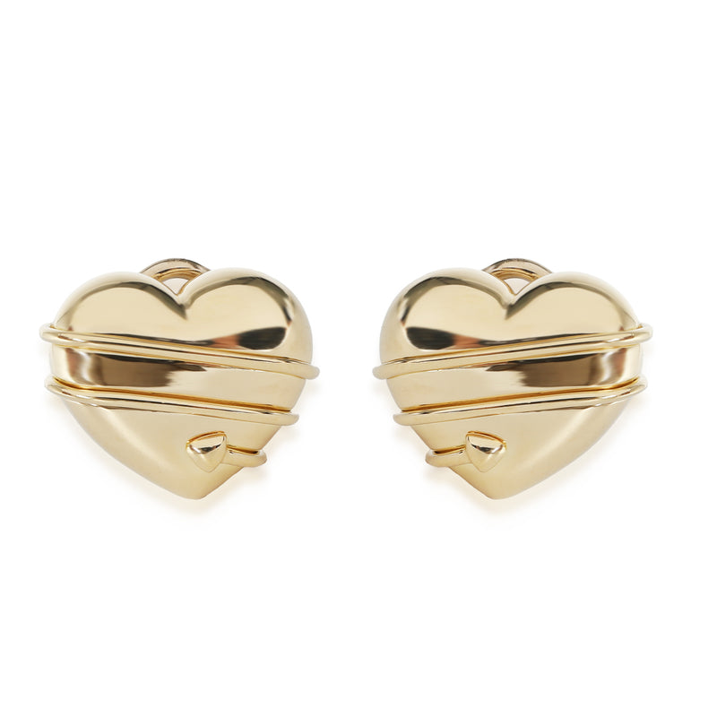 Tiffany & Co. Vintage Arrow Wrapped Heart Earrings in 18K Yellow Gold
