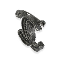 CC Brooch with Black Beads, A 14 B in Ruthenium