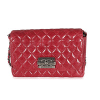 12P Red Glazed Calfskin Veau Brilliante Flap Bag