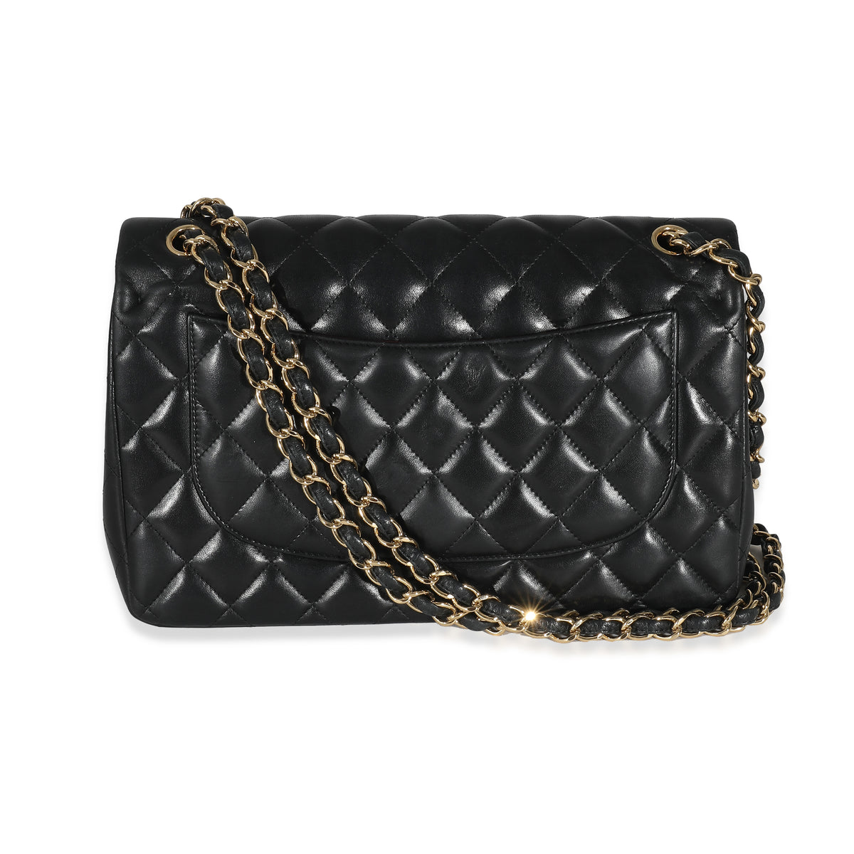 Black Quilted Lambskin Jumbo Double Flap Bag