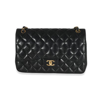 Black Quilted Lambskin Jumbo Double Flap Bag