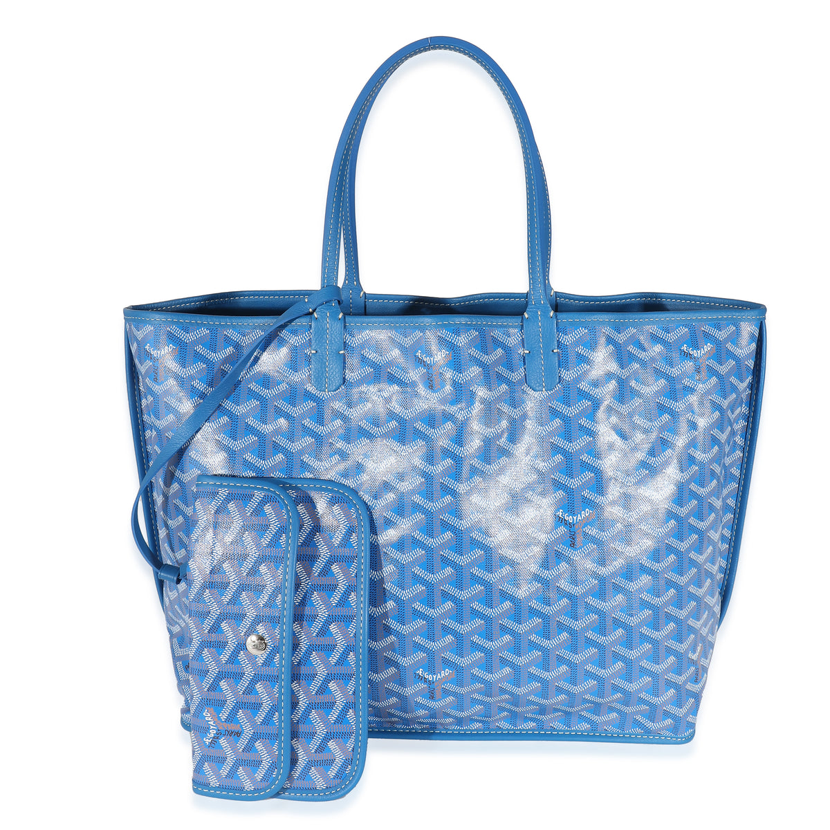 Goyard Blue Goyardine Canvas Reversible Anjou PM