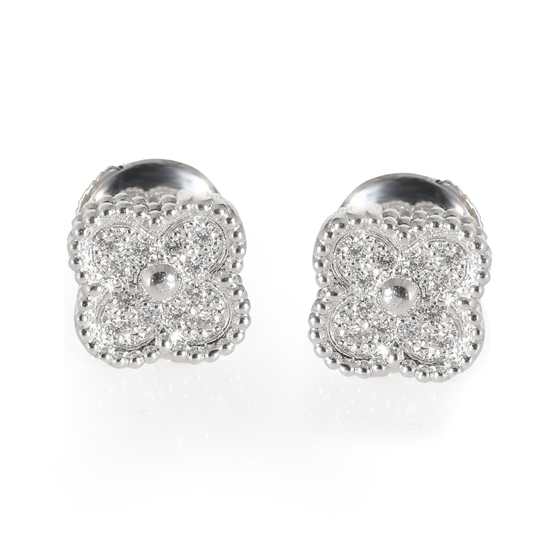 Van Cleef & Arpels Alhambra Earrings in 18k White Gold 0.16 CTW