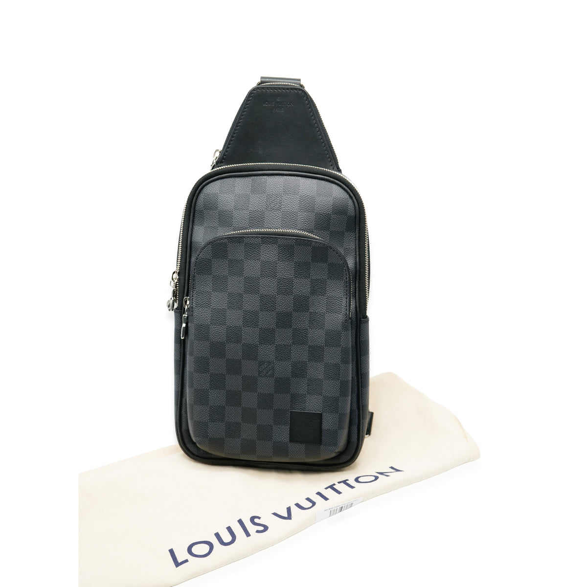 louis vuitton checkered backpack black crossbody mens Louis Vuitton Damier Graphite Canvas Avenue Slingbag | myGemma