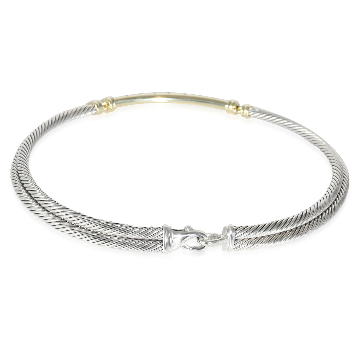 Metro Cable Necklace, 14k Yellow Gold/Sterling Silver 1/4 Ctw