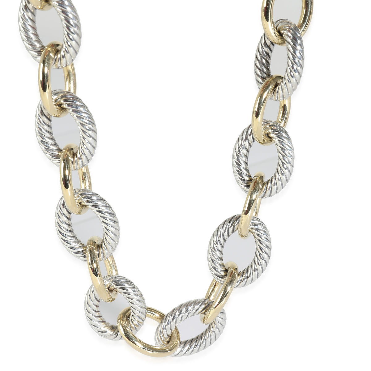 David Yurman Oval Link Necklace in 18k Yellow Gold/Sterling Silver