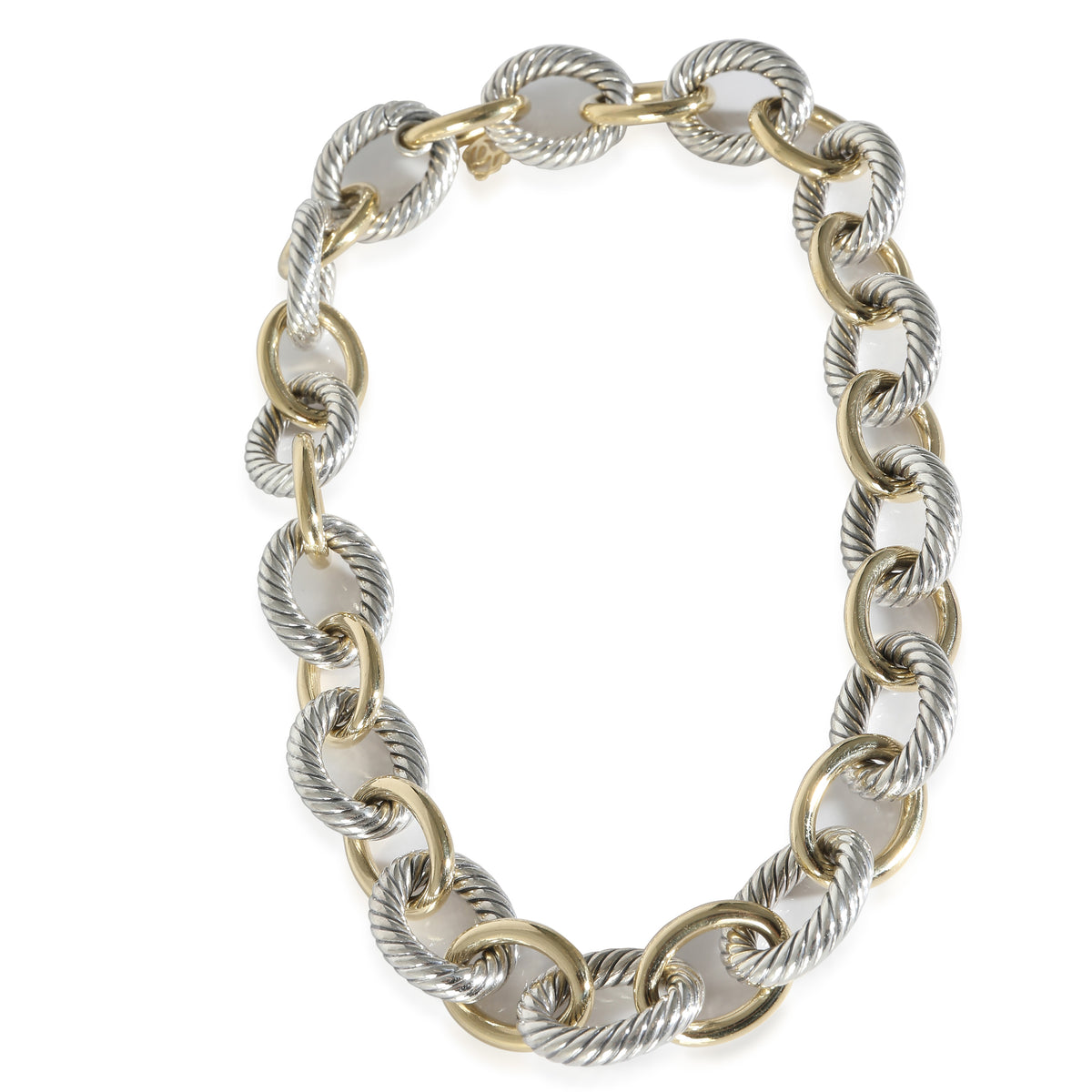 David Yurman Oval Link Necklace in 18k Yellow Gold/Sterling Silver