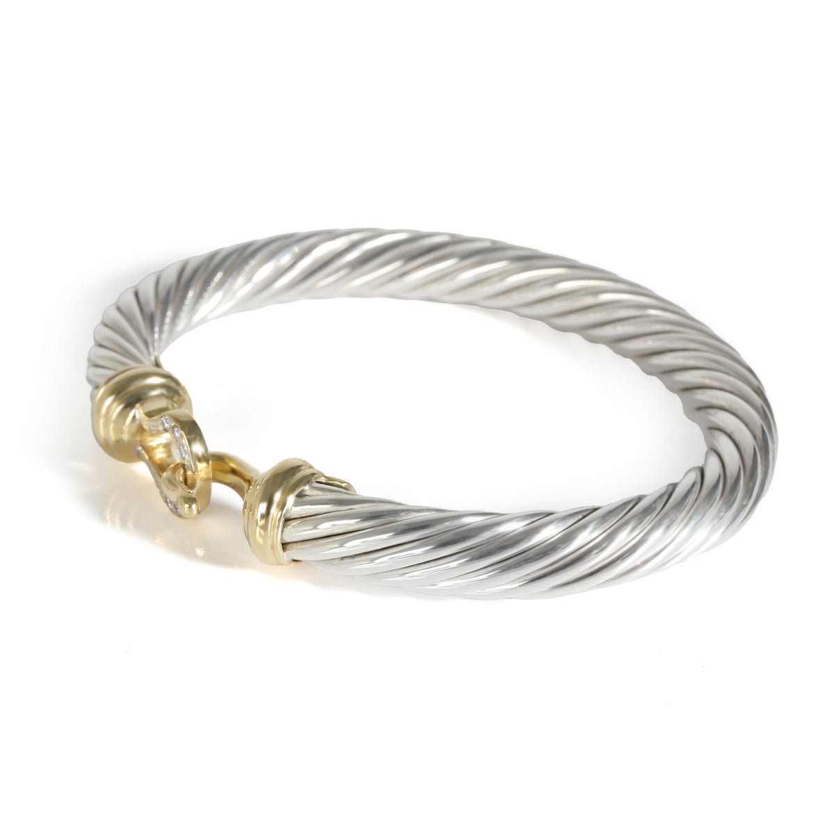 Cable Buckle Bracelet in 18k Yellow Gold/Sterling Silver 0.06 CTW