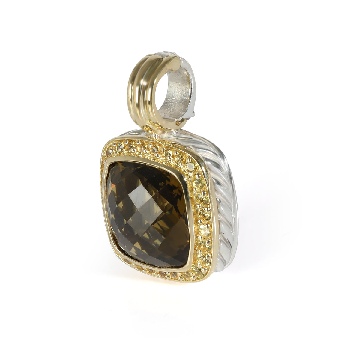 Albion Smokey Quartz, Yellow Sapphire Pendant in 18KT Gold/Silver