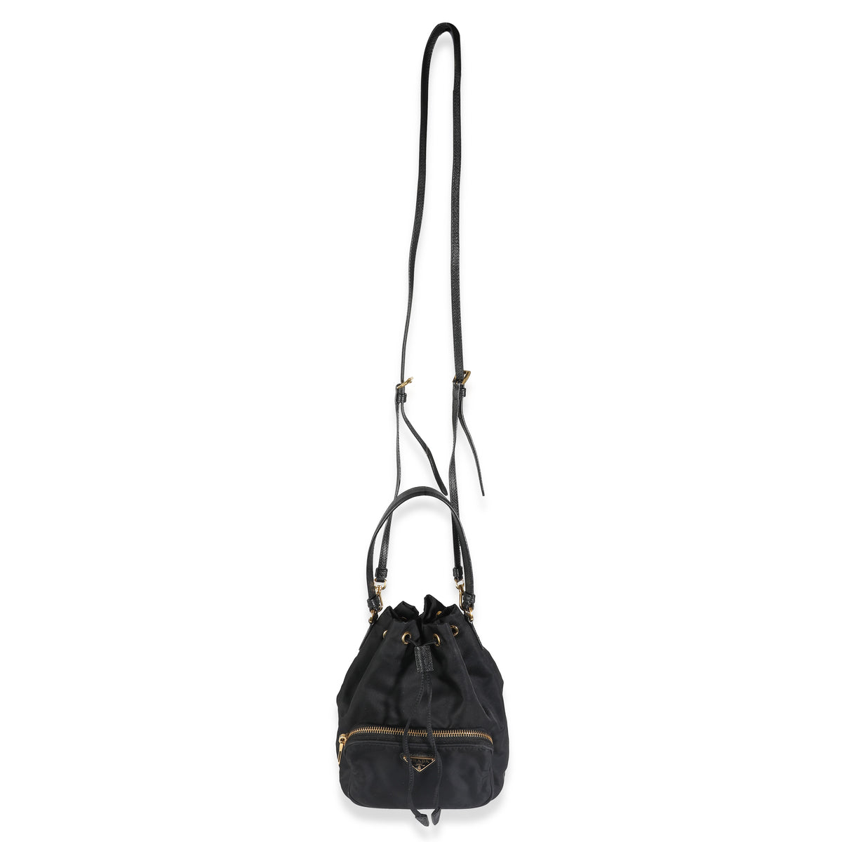 Black Saffiano Nylon Mini Duet Bucket Bag