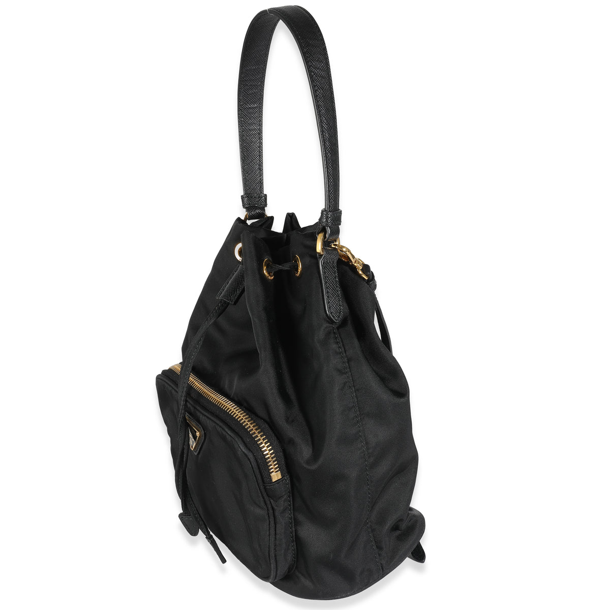 Black Saffiano Nylon Mini Duet Bucket Bag