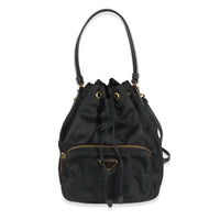 Black Saffiano Nylon Mini Duet Bucket Bag