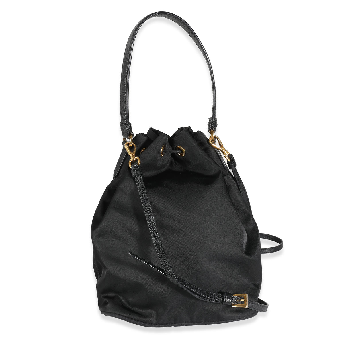 Black Saffiano Nylon Mini Duet Bucket Bag