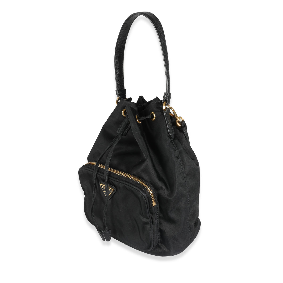 Black Saffiano Nylon Mini Duet Bucket Bag