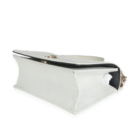 White Micro Cannage Patent Small Diorama Flap Bag