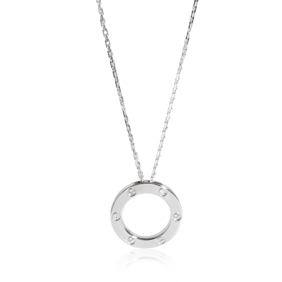 Love Necklace, 3 Diamonds (White Gold)