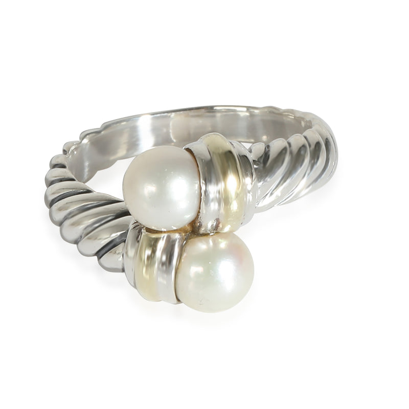 David Yurman Cable Classic Pearl Bypass Ring in 14k Yellow Gold/Sterling Silver
