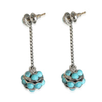 David Yurman Solari Turquoise & Diamond Drop Earring in Sterling Silver 0.05 CTW