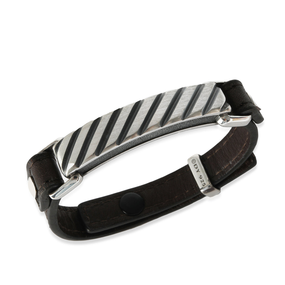 David Yurman Modern Cable Leather ID Bracelet in  Sterling Silver