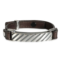 David Yurman Modern Cable Leather ID Bracelet in  Sterling Silver